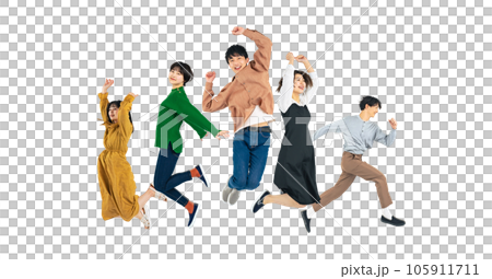 PNG一群年輕人跳躍Z世代背景透明剪輯 105911711