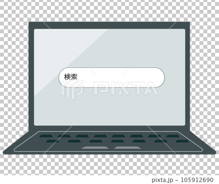 ノートパソコンで検索をする。パソコンで調べる。ベクターイラスト 105912690
