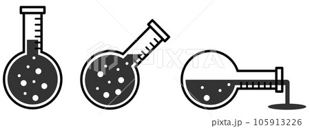 薬品や液体の実験で使用するガラス製フラスコのイラスト 105913226