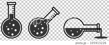 薬品や液体の実験で使用するガラス製フラスコのイラスト 105913226