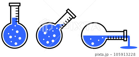 薬品や液体の実験で使用するガラス製フラスコのイラスト 薬品や液体の実験で使用するガラス製フラスコのイラスト 105913228