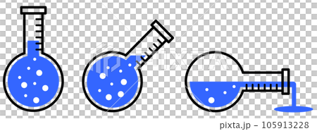 薬品や液体の実験で使用するガラス製フラスコのイラスト 薬品や液体の実験で使用するガラス製フラスコのイラスト 105913228