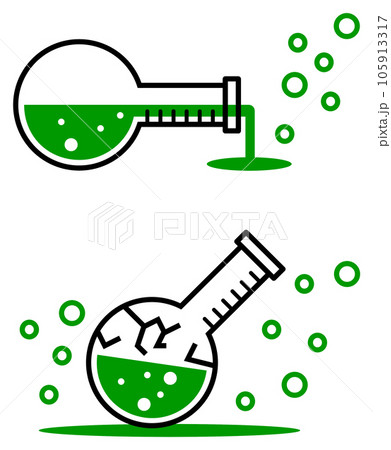 実験で失敗してフラスコから危険な液体が気化したイラスト 105913317