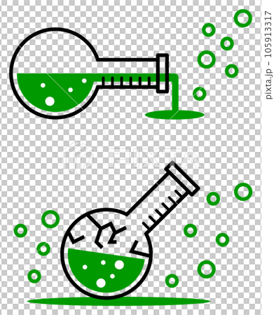 実験で失敗してフラスコから危険な液体が気化したイラスト 105913317