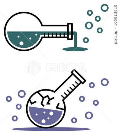 実験で失敗してフラスコから危険な液体が気化したイラスト 105913319