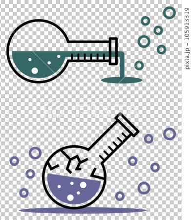 実験で失敗してフラスコから危険な液体が気化したイラスト 105913319