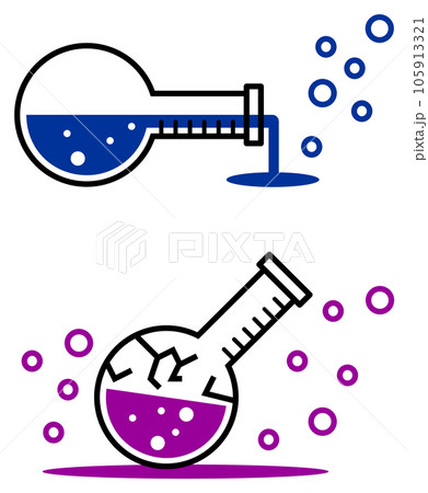 実験で失敗してフラスコから危険な液体が気化したイラスト 105913321