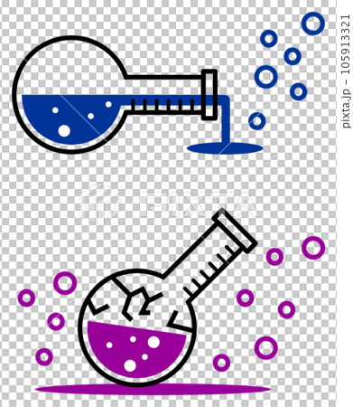 実験で失敗してフラスコから危険な液体が気化したイラスト 105913321