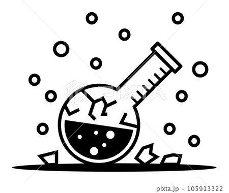 実験で失敗してフラスコから危険な液体が気化したイラスト 105913322