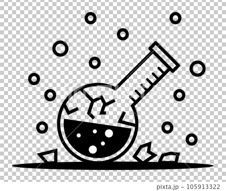 実験で失敗してフラスコから危険な液体が気化したイラスト 105913322