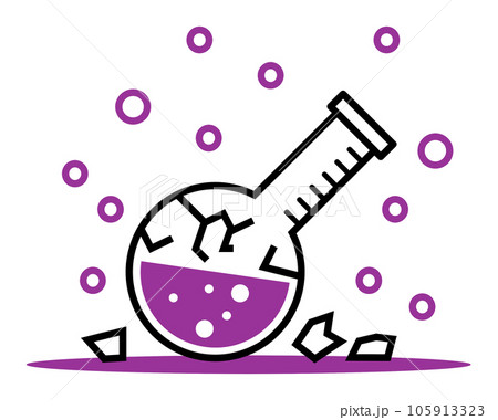 実験で失敗してフラスコから危険な液体が気化したイラスト 105913323