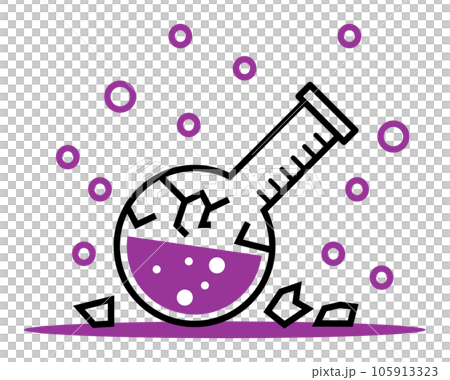 実験で失敗してフラスコから危険な液体が気化したイラスト 105913323