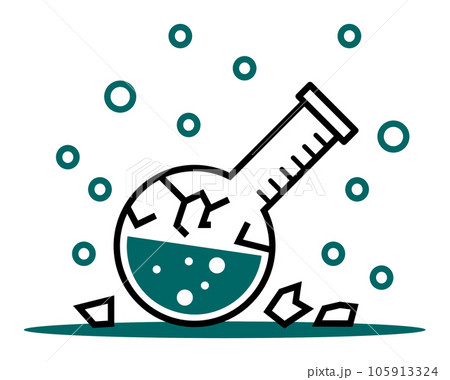 実験で失敗してフラスコから危険な液体が気化したイラスト 105913324