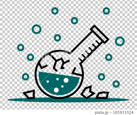 実験で失敗してフラスコから危険な液体が気化したイラスト 105913324