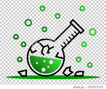 実験で失敗してフラスコから危険な液体が気化したイラスト 105913325
