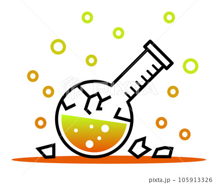 実験で失敗してフラスコから危険な液体が気化したイラスト 105913326