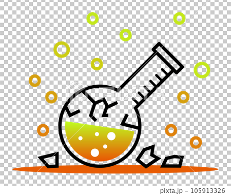 実験で失敗してフラスコから危険な液体が気化したイラスト 105913326