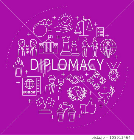 Diplomacy round poster in line style 105913464