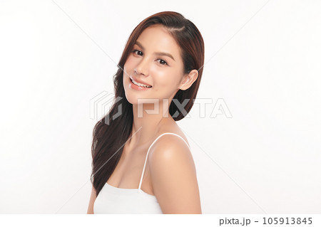 Beautiful young asian woman with clean fresh skin on white background, Face care, Facial treatment, Cosmetology, beauty and spa, Asian women portrait. 105913845