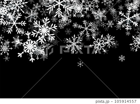 Christmas background with falling snowflakes. Winter holiday background or frame with pattern of layered snow. 105914557