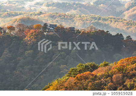 【日本100名城】備中松山城　晩秋の紅葉に囲まれた城6　岡山県高梁市 105915028