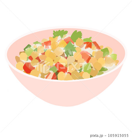 Watercolor illustration of Chickpea Salad in Vegetarian menu 105915055