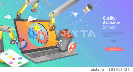 3D Vector Conceptual Illustration of Quality Assurance Software 3D Vector Conceptual Illustration of Quality Assurance Software 105915422