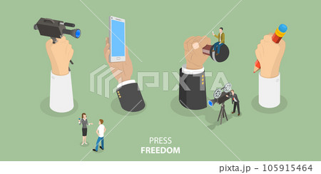 3D Isometric Flat Vector Conceptual Illustration of Press Freedom 3D Isometric Flat Vector Conceptual Illustration of Press Freedom 105915464