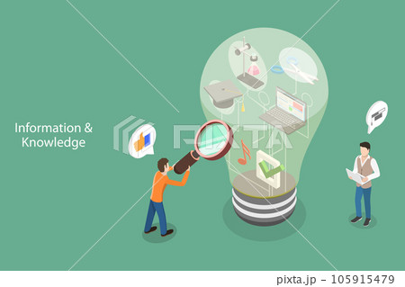 3D Isometric Flat Vector Conceptual Illustration of Information and Knowledge 3D Isometric Flat Vector Conceptual Illustration of Information and Knowledge 105915479