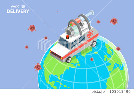 3D Isometric Flat Vector Conceptual Illustration of Vaccine Delivery 105915496