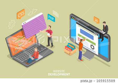 3D Isometric Flat Vector Conceptual Illustration of Website Development and Coding 3D Isometric Flat Vector Conceptual Illustration of Website Development and Coding 105915509