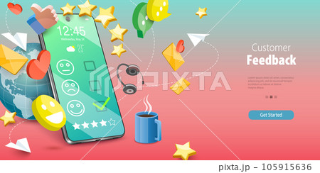 3D Vector Conceptual Illustration of Customer Feedback 3D Vector Conceptual Illustration of Customer Feedback 105915636
