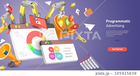 3D Vector Conceptual Illustration of Programmatic Advertising 3D Vector Conceptual Illustration of Programmatic Advertising 105915639