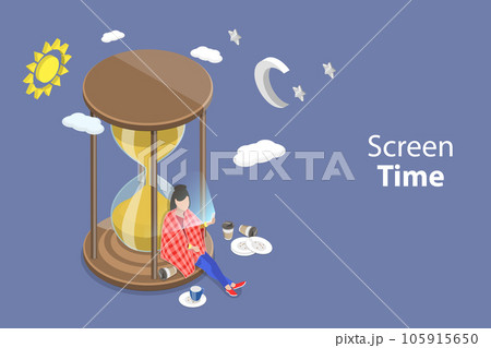3D Isometric Flat Vector Conceptual Illustration of Screen Time 105915650