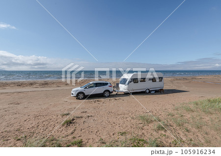 Caravan Campig beautiful landscape beach sand dunes near Melbystrand Laholm Sweden coast outdoor Lifestyle Caravan Campig beautiful landscape beach sand dunes near Melbystrand Laholm Sweden coast outdoor Lifestyle 105916234
