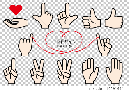 Simple hand sign set icon 105916444