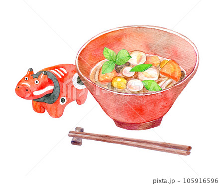 水彩イラスト　こづゆ　郷土料理 105916596