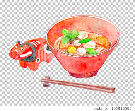 水彩イラスト　こづゆ　郷土料理 105916596