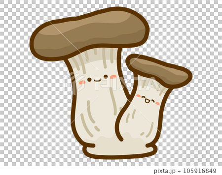 秋の味覚のイラスト素材、可愛い顔のキノコ（エリンギ）のイラスト 105916849