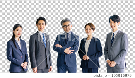 幅広い世代のビジネスパーソンのグループ　背景透過切り抜きPNG 105916979