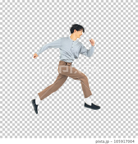 休閒年輕人跳躍背景透明剪輯PNG 105917004
