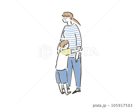 母親、（女性）に抱きつく小さい男の子 105917583