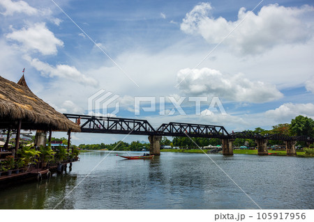 Old Railwaystrack for strolling or travelling across the Bridge of the Train over the River Kwai in Kanjanaburi, Thailand Old Railwaystrack for strolling or travelling across the Bridge of the Train over the River Kwai in Kanjanaburi, Thailand 105917956