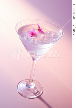 Alcohol cocktail drink in cocktail glass on pink background Alcohol cocktail drink in cocktail glass on pink background 105918321