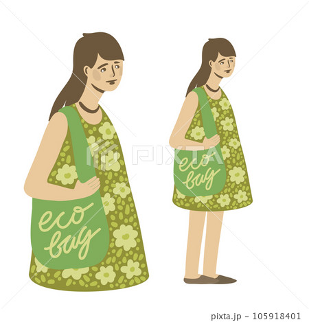 Young Girl With Eco Bag. Eco Friendly People Young Girl With Eco Bag. Eco Friendly People 105918401
