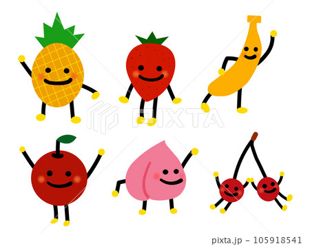 かわいいフルーツのキャラクターセット(主線なし) かわいいフルーツのキャラクターセット(主線なし) 105918541