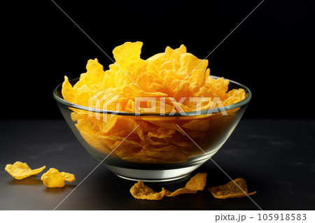 Corn flakes in a transparent plate 105918583