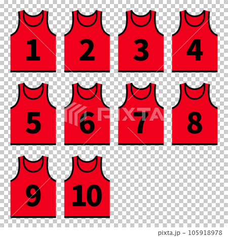 red bibs and numbers 105918978