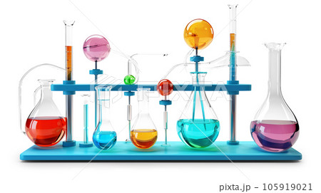 Laboratory Bench with Colorful Chemical Bulbs and Tubes Laboratory Bench with Colorful Chemical Bulbs and Tubes 105919021