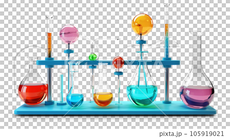 Laboratory Bench with Colorful Chemical Bulbs and Tubes Laboratory Bench with Colorful Chemical Bulbs and Tubes 105919021